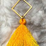 NEW! BOHO Rose Gold Geometric and Yellow Fringe Tassel Earrings Photo 4