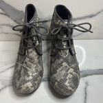 Toms | Women's Black Brown Reptile Print Lace-Up Short Wedge Bootie Sz 9 Photo 1