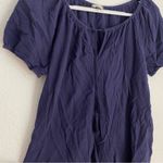 Joie navy dark blue tassel tie front gauzy blouse short sleeve women’s  size S Photo 3