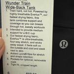 Lululemon Wunder Train  Black Tank Photo 3
