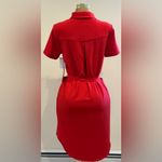 Rachel Parcell  Barbados Red Midi Short Sleeves Button Down. Tie In Front Sz M. Photo 7