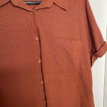 Apraw Burnt Orange Short Sleeve Button Up Summer Casual Plus Size XXL Womens Photo 1