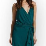 Haute Hippie new ༄ Halter Wrap Cocktail Mini Dress ༄ Emerald Green ༄ Large Photo 0