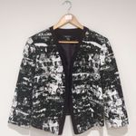 Nine West  Women's Black & White Abstract Print Open-front Blazer Jacket Size 12 Photo 2