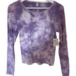 BP Nordstrom NEW purple ivory tie dye long sleeve lace crew neck XS Photo 0