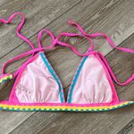 SheIn Fabulous Swimwear Sz S Bright Pink Bikini Top W Colorful Trim Photo 6