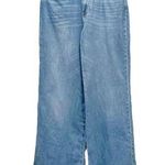 Stradivarius Super Wide Leg High Rise Slouchy Jeans Medium Wash Raw Hem Size 14 Photo 0