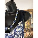 Adelyn Rae Women Maxi Dress SM Blue White Printed Strappy Sleeveless Boho Resort Photo 2