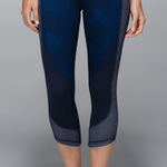 Lululemon  Wunder Under Crop Leggings Sashiko Cross Inkwell Rugged Blue 4 W6C87S Photo 0