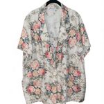 Vintage Joanna Floral Linen Short Sleeve Blazer Jacket Tan Size 2X Photo 1