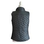 Poof! Poof Quilted Vest Coat Gray Faux Leather Quilted Knit Side Panel Pockets Small Photo 5