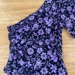 Free People  Black Purple Floral One Shoulder Somethin' Bout You Bodysuit Size S Photo 6