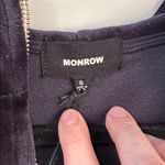 NWT Monrow Neptune Navy with stripe Brown Velour full zip jacket Size Small Blue Photo 4