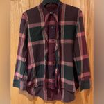 Madewell  Plaid‎ Tie-Neck Button-Down Cowgirl Western Shirt in Cherry Wood XXS Photo 8