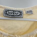 Bonjour vintage ruffle collar Cream butter yellow peasant boho top crinkle Photo 8
