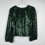 Alice + Olivia Avila Sequin Crop Top in Basil Size Medium Photo 4