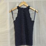 Monteau Los Angeles Navy Polka Dot Scallop Halter Top Size S Photo 3