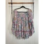 Loft Black Ruffled Peasant Blouse & FEVER Floral Bell Sleeve Top Bundle Size L Photo 6