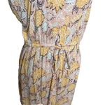 Loft  Pink Orange Floral Cottage V neck Dress Soft Cotton Stretch size Medium Photo 1