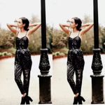 Free People  Black Sequin Jumpsuit Photo 5