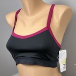 Zella New Z By Zenobia Sports Bra Size Medium Grey Ebony Pink Wire Free Unlined Photo 0
