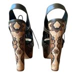 Sergio Rossi Atlantiques Platform Sandals Ankle Strap Block Weaved Brown EU 39 Photo 3