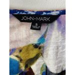 John Mark Mix Print Tunic Top Blouse Size S Pockets Roll Tab Long Sleeves Artsy Red Photo 4