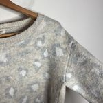 UpWest plush pastel leopard curved hem Crewneck chunky knit Sweater size S Gray Photo 4