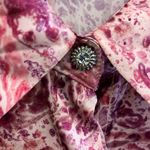 ZARA  pink satin abstract print button-down blouse with bishop sleeves Large 740 Photo 3