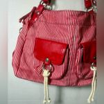 Y2K Style Red and White Striped Shoulder Bag Photo 3