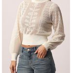 NWT Another Love Anna Long Sleeve Crop Pointelle Sweater Vintage Cream Women's M Size M Photo 0