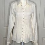 Black up Snap Closure Accent Textured Cream Shirt Approx Small A30 White Photo 5