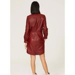 Tommy Hilfiger Dress Womens 34 X Small Red Leather Collared Snap Button Shirt Photo 2