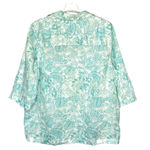 Sigrid Olsen  Linen Pullover Top Floral Print Side Buttons Turquoise Size 1X Photo 1