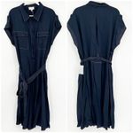 NWT Ciebon Womens Nautical Summer Josette Belted Midi Shirtdress Size 1X Navy Blue Photo 3