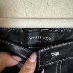 White Fox Boutique  Faux Leather Contrast Stitch Pants Sz‎ Small Straight Leg Photo 4