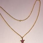 Elegant Gold Tone and Purple Enamel Dainty Cross Necklace Photo 4