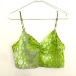 Urban Outfitters RENEWAL OUTFITTERS Remnants Mesh Polka Dot Crop Top Lime Green Tank Medium Photo 0