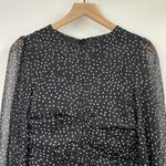 VICI  Polka Dot Ruched Mini Dress Long Puff Sleeve Black White NEW Womens Medium Photo 6