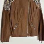 Chico's Faux-Leather embroidered Jacquard Moto Jacket size 0 Photo 4