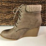 Nautica Taupe Korce Lace-Up Wedge Ankle Boots Photo 5