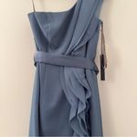 Vera Wang White by  Ruffled One-Shoulder Dress Bridesmaid Wedding Size 2 XS Blue Photo 7