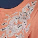 INC International Concepts Open Front Cardigan Sweater Silver Applique Orange Size L Photo 3