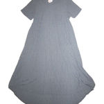 LuLaRoe Carly DRESS Womens XXS Gray Ribbed Short Sleeve Hi Low Hem Knee Length Photo 0