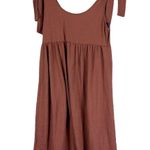 Wild Fable  Mini Babydoll Dress Size S Rust Textured Tie Strap Boho Indie Earthy Photo 4