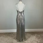 Avery G Light Gold Metallic Evening Gown Size 8 Sleeveless Thigh Slit Formal Photo 5