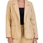 BCBGeneration Women's Faux-Leather Boyfriend Blazer Tan Large Photo 0