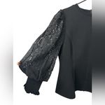 Gracia  Black Top Lace Balloon Sleeves Zip Back NWOT Photo 1