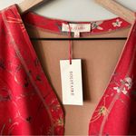 Solitaire  Anthropologie NWT Floral Faux Suede Open Front Boho Jacket Large Photo 3