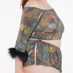 Savage X Fenty Trophy Wife Off Shoulder Shimmer Mesh Top 2X | Faux Fur Y2K Size XXL Photo 0